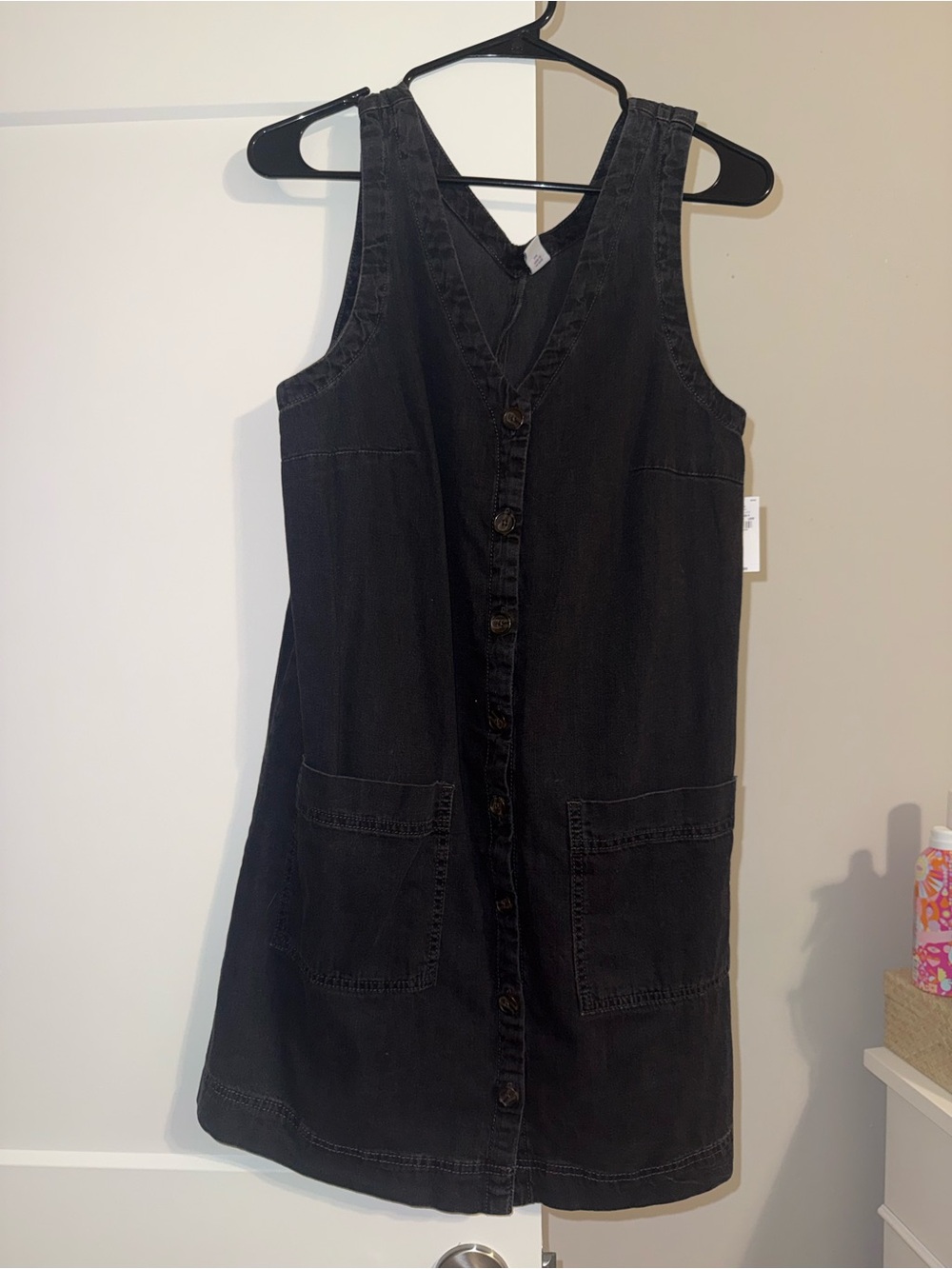 Old Navy Black Button-Front Denim Dress